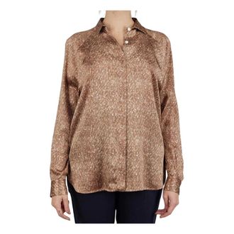 Kiton Shirts, female, Brown, Size: S Geometric Silk Shirt