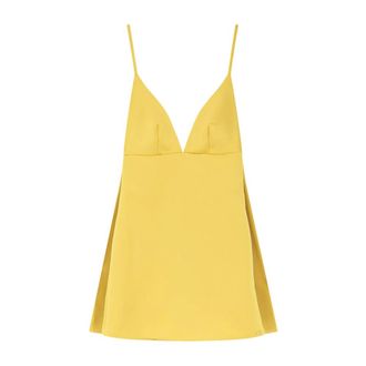 Elisabetta Franchi Short Dresses, female, Yellow, Size: L Duchess Satin Mini Dress