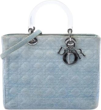 Dior Pre-owned Lady Satchel - Dames - Vintage Handtas - Blauw - ONE Size - Denim - Vintage