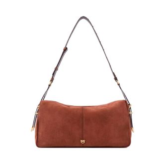 Pinko Grote Su&egrave;de Spray Schoudertas - Dames - Schoudertassen - Bruin - ONE Size - Su&egrave;de - Tassen