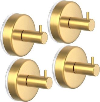 No Brand Paquete De 4 Ganchos Con Ventosa, 665,5 Cm, Sin Necesidad De Taladrar, Impermeables, Para Ducha, Ba&ntilde;o, Cocina Y Puertas De Cristal - Dorado
