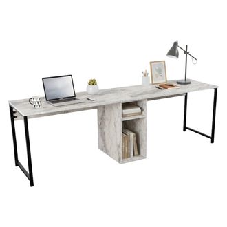 Dmora Escritorio Caprioli, Escritorio Multiusos, Mesa De Oficina Para Pc, El Plan De Trabajo, 240x60 H74 Cm, M&aacute;rmol Y Negro - Dmora