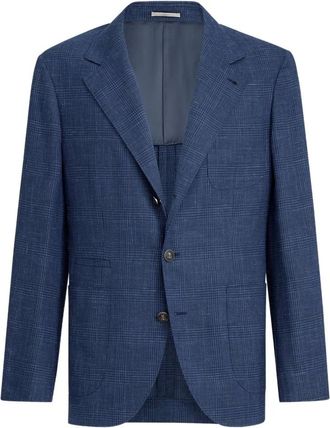 Brunello Cucinelli Giacca Sportiva in Misto Lana a Quadri - - Jackets - Uomo - Blu - M