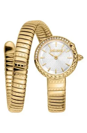 Just Cavalli Coiled Snake Bracelet Watch, 22mm in Gold at Nordstrom Rack