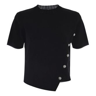 Kocca Truien & Vesten, Dames, Zwart, S, Stijlvolle Diagonale Blouse met Knopen