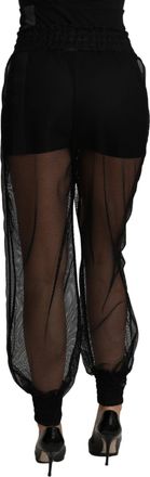 Dolce & Gabbana Womens Black See Through Jogger Polyester Pants Silk
