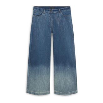 Fiorella Rubino Jeans Wide Leg con lluvia de strass - Jeans - Mujer - Azul - 5XL