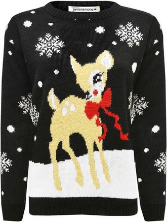 Janisramone Kids Christmas Jumpers for Girls, Baby Deer Knitted Xmas Jumper Sweater, Novelty Crew Neck Unisex Red Top, Novelty Pullover Long Sleeves Boys Christma