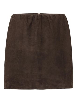 Rotate suede mini skirt - women - Goat Skin/Recycled Polyester - 38 - Brown