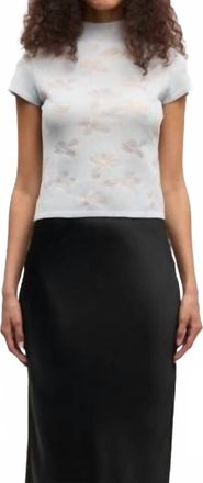 Sams&oslash;e & Sams&oslash;e Samarine Sheer Floral Jacquard T Shirt In Illusion Blue