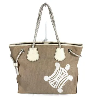 Celine Beige White Leather Shoulder Bag Tote Bag (Pre-Owned)