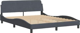 vidaXL Estructura De Cama Dover Terciopelo Gris Oscuro 152x203 Cm Vidaxl