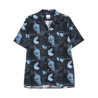 Paul Smith Casual Fit Shirt - Heren - Korte mouwen Overhemden - Veelkleurig - L - Katoen - Overhemden