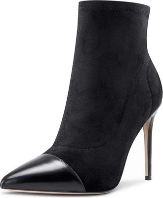 Castamere Womens Fashion Stretch Ankle Boots Pointed Toe Stilettos Booties 4IN High Heel Black Suede Shoes UK 9.5/10