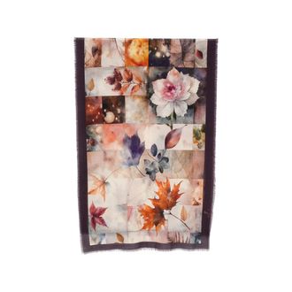 D'Aniello Leaf-print Frayed Scarf