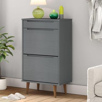 vidaXL Zapatero Molde Madera Maciza De Pino Gris 59,5x35x103 Cm Vidaxl