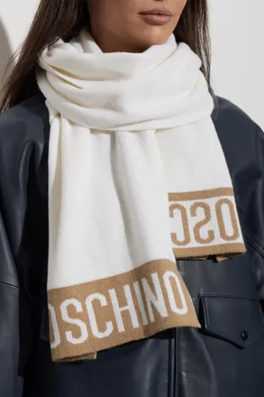 Moschino Scarf With Logo, Unisex, Cream