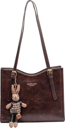 Generic Women Vintage Shoulder Bag with Pendant Slouchy Tote Purse Large Capacity Fashion Shoulder Bag Ladies Travel Handbag (Brown)