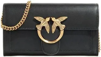 Pinko Pinko, Tassen, Dames, Zwart, ONE Size, Leer, Love One Wallet C Vitello Seta