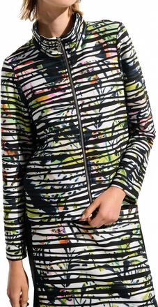 Joseph Ribkoff Tropical Print Jacket With Contrast Panel In Vanilla Multi
