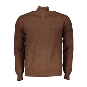 Harmont & Blaine Turtlenecks, male, Brown, Size: 2XL Embroidered Half-Zip Sweater