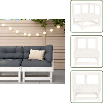 vidaXL Pino - vidaXL Divano Angolare da Giardino Bianco in Legno Massello di Pino - Design rustico