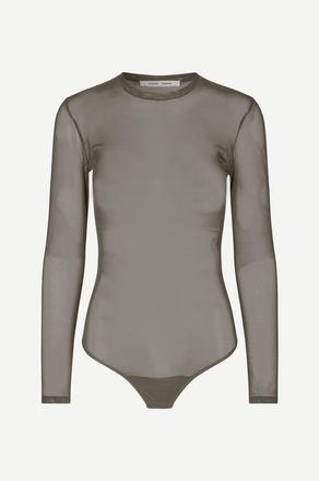 Sams&oslash;e & Sams&oslash;e Womens Sabella Long Sleeve Bodysuit In Black Olive