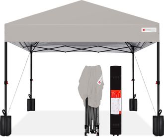 Best Choice Products 10x10ft Easy Setup Pop Up Canopy w/ 1-Button Setup, Wheeled Case, 4 Weight Bags