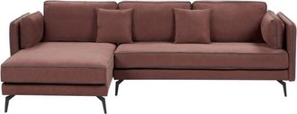 Beliani Beliani - Divano 3 posti angolare regolabile lato destro in tessuto bordeaux Altan