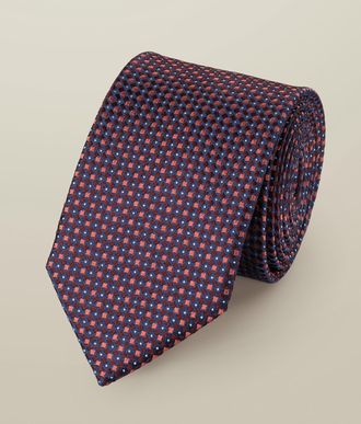 CHARLES TYRWHITT Silk Semi Plain Tie - Maroon Red Size OSFA by Charles Tyrwhitt