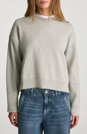 Mavi Crop Cotton Blend Sweatshirt in Light Grey Melange at Nordstrom, Size Large
