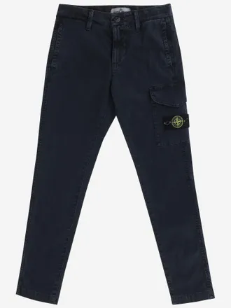 Stone Island Stretch Cotton Logo Trousers - Navy