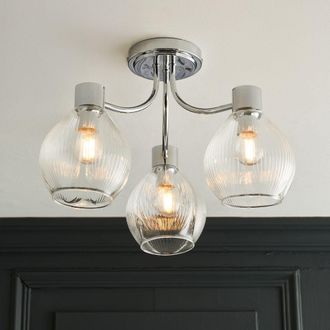 Pagazzi Hamilton 3 Light Polished Chrome Semi Flush Ceiling Light in Silver