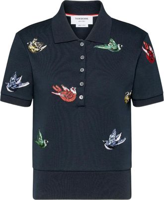 Thom Browne Polo con ricamo - Blu