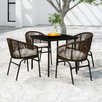 vidaXL Juego De Comedor De Jard&iacute;n 5 Piezas Con Cojines Marr&oacute;n Vidaxl