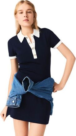 Maje Contrast-trim polo dress in Navy at Nordstrom, Size 42 Eu