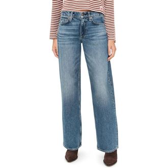 Rag & Bone Womens Low Rise Full Straight Leg Jeans, Echo