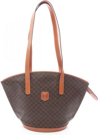 Celine Brown Coated Canvas Leather Tote Bag (Pre-Owned)