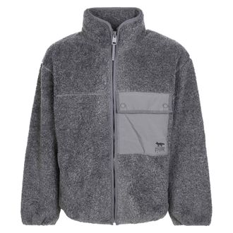 Maison Kitsun&eacute; Fitness, Heren, Grijs, M, Polyester, Fleecejack met hoge kraag en volledige rits