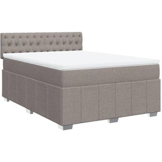 vidaXL Vidaxl - Cama Box Spring Con Colch&oacute;n Tela Gris Taupe 140x190 Cm