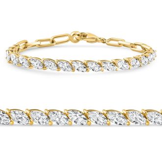 Pompeii3 5 1/2Ct Marquise Diamond Tennis Bracelet Yellow Gold Lab Grown 14k 7 Size: 7