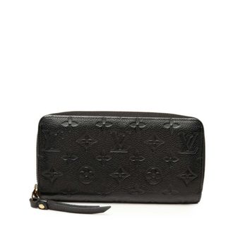 Louis Vuitton Black Noir Leather Long Wallet (Bi-Fold) (Pre-Owned)