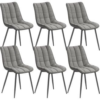 Woltu Set di 6 Sedie da Pranzo, Seduta in Similpelle, Sedie da Cucina, Gambe in Metallo, Grigio