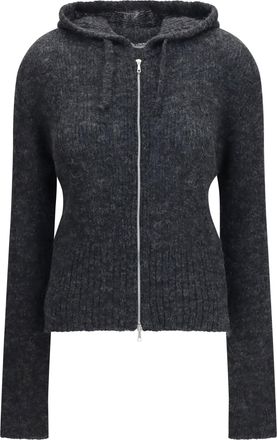 Our Legacy Womens Zip-Up Hoodie Alpaca Blend Charcoal Melange (vicugna Pacos) Knitwear Sweater