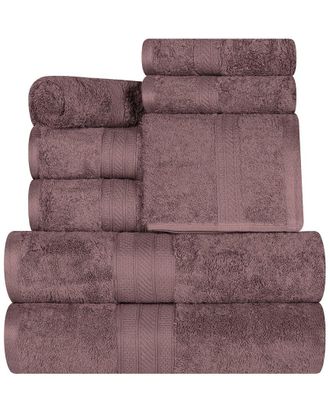 Superior Long Staple Combed Cotton Highly Absorbent Solid 8Pc Quick-Drying Towel Set