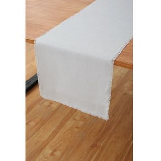 Solino Home Linen Table Runner for Dining Table, Holiday and Everyday Table Decor - Fringe in Light Grey at Nordstrom, Size Xx-Small