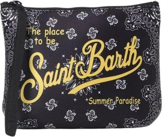 MC2 Saint Barth Clutches, female, Black, Size: ONE SIZE Bandana Print Clutch Bag