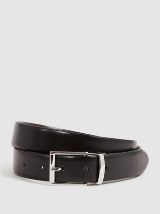 Reiss Ricky Black & dark Brown Reversible Leather Belt, 34