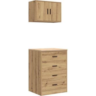 vidaXL Armarios 2 Uds Para Garaje Madera Ingenier&iacute;a Artesanal Roble Vidaxl