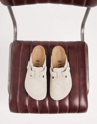 Birkenstock Boston - Zoccoli in camoscio color ostrica-Bianco